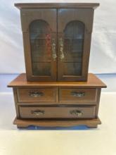 Vintage Wooden Jewelry Box With Open Side Doors