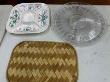 Hard Plastic Large Serving Platter, Large Divided Serving Dish, Placemat
