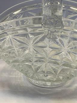 Vintage Glass Basket With Handle