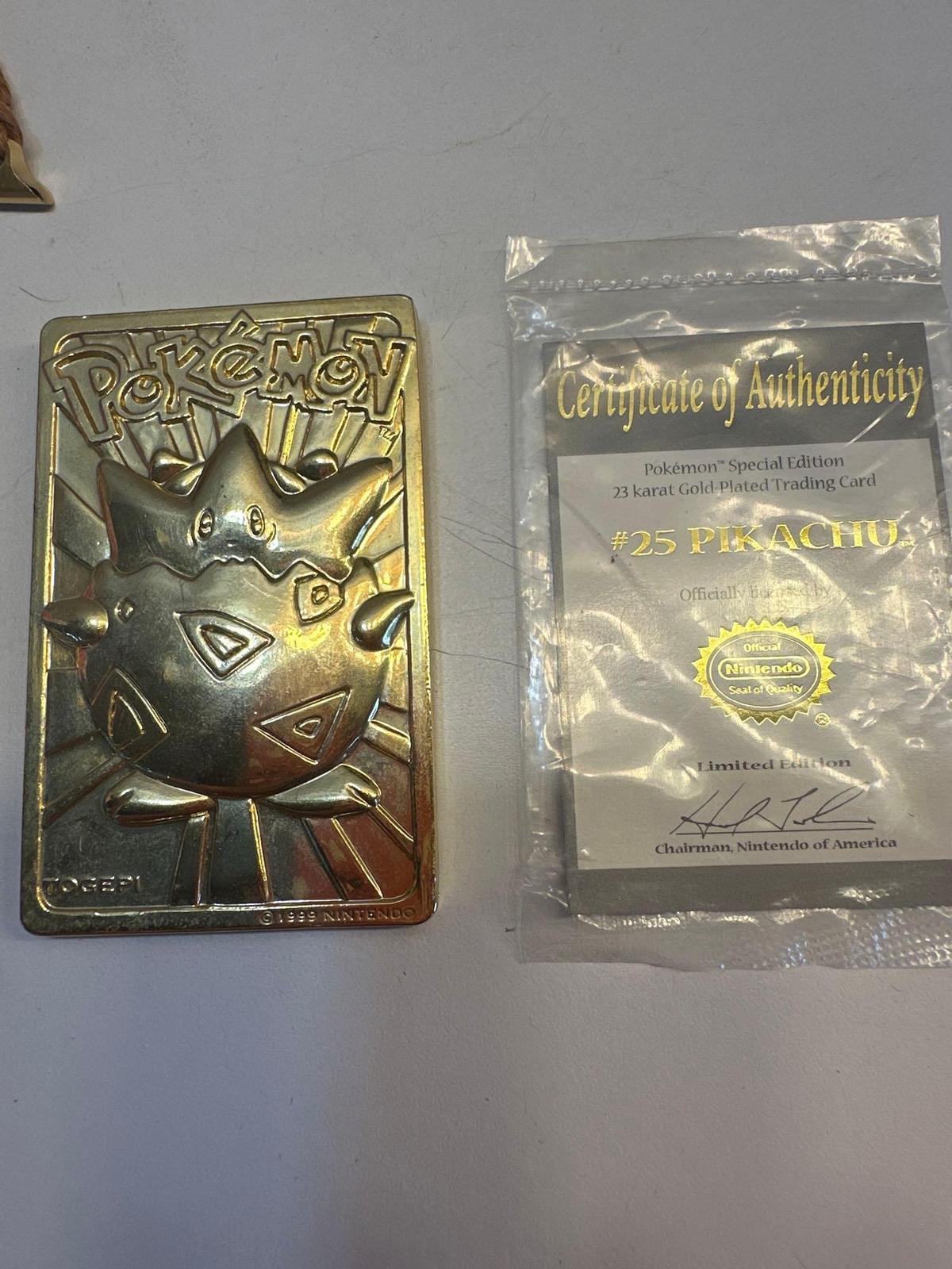 Certificate Of Authenticity 23 Karat Gold Plated Trading Card # 25 Pikachu