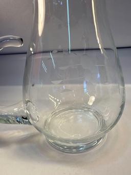 Vintage Etched Glass Pitcher