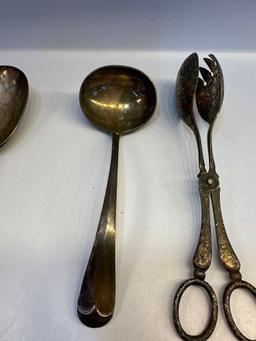 Rogers Bro. Spoon, Sheffield Co. Spoon, Tongs