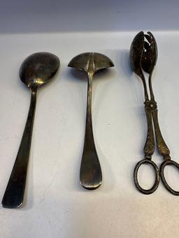 Rogers Bro. Spoon, Sheffield Co. Spoon, Tongs