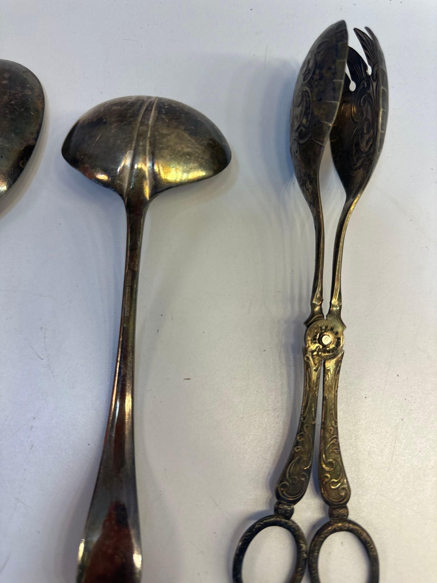 Rogers Bro. Spoon, Sheffield Co. Spoon, Tongs