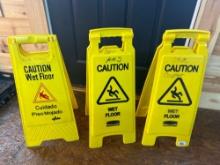 3 Rubbermaid Wet Floor Caution Floor Stands