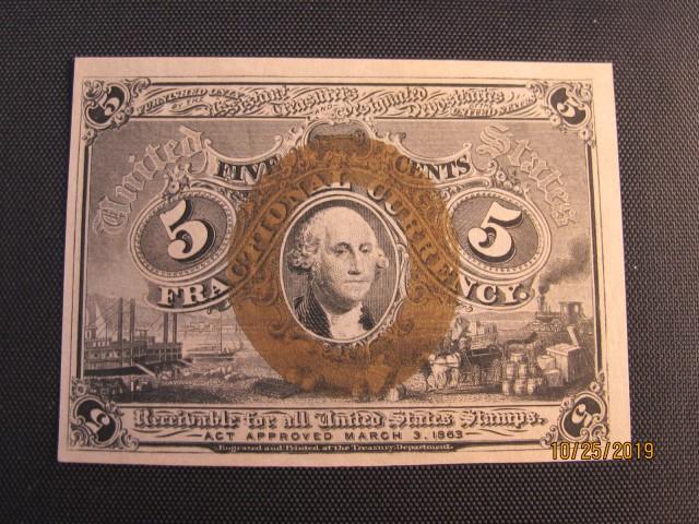 5C FRACTIONAL CURRENCY GA. WASH. UNC VERY NICE