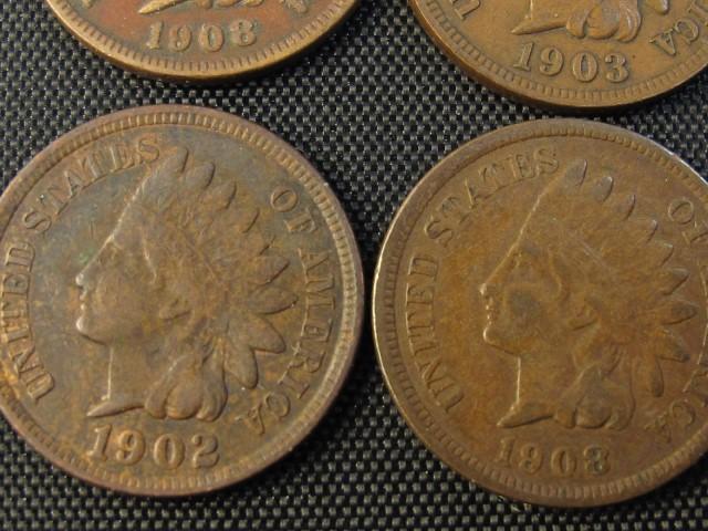 LOT OF 6 INDIAN 1902,03,04,05, 08,08 ALL LIBERTY