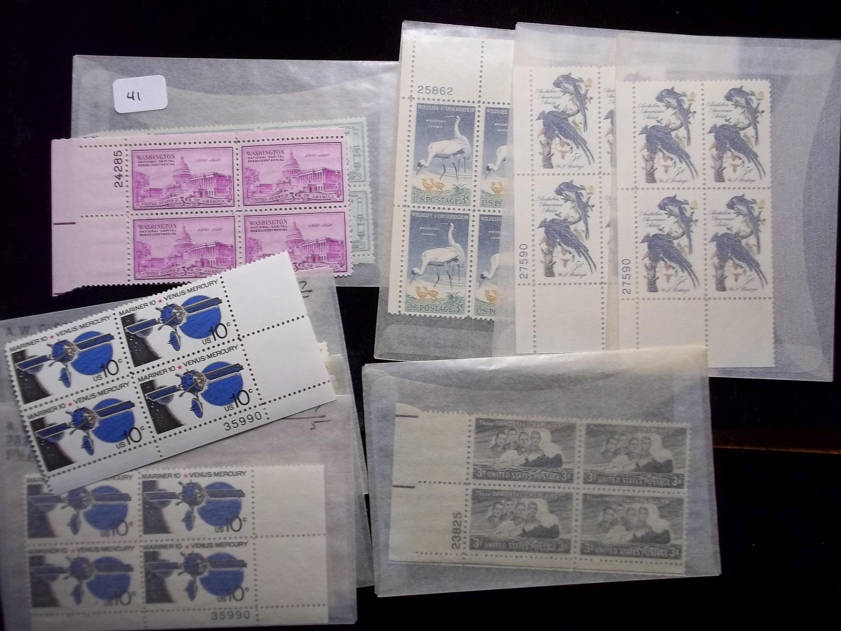 Lot Of 10 United States Mint Plate Block Postage Stamps