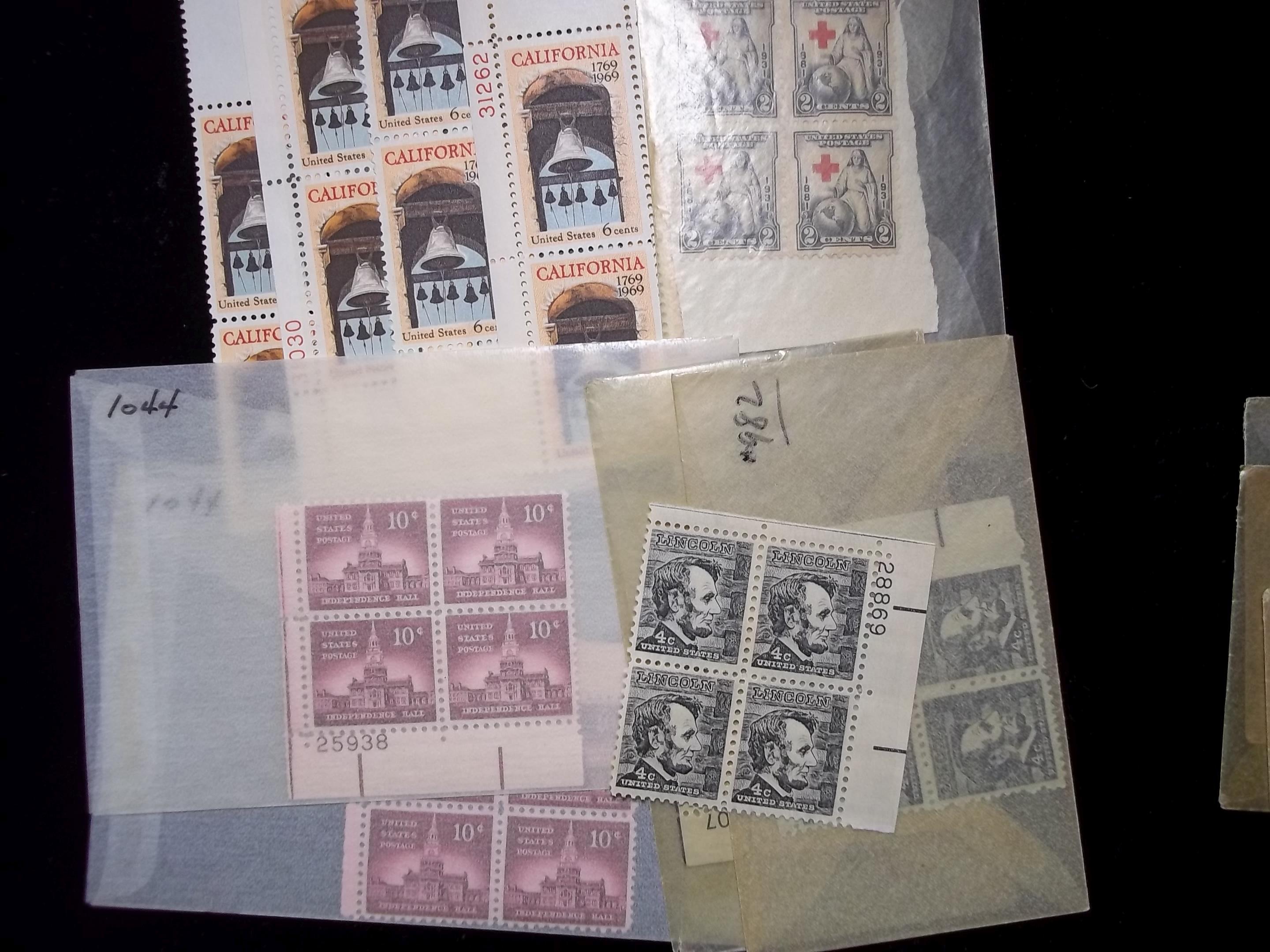 United States Postage Stamps Mint Plate Block Lot Of 10 Mint Plate Blocks