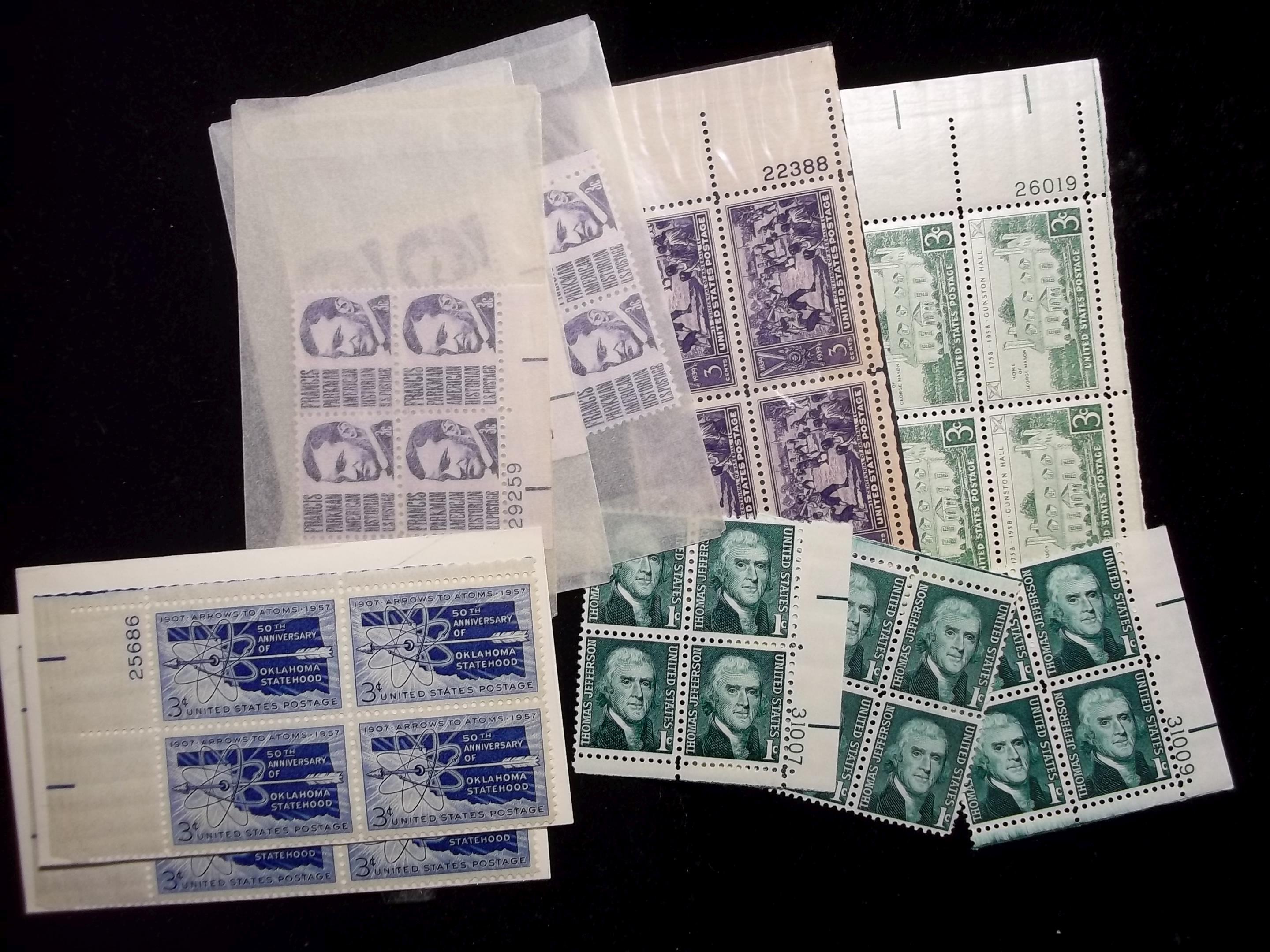 United States Postage Stamps Mint Plate Block Lot Of 10 Mint Plate Blocks