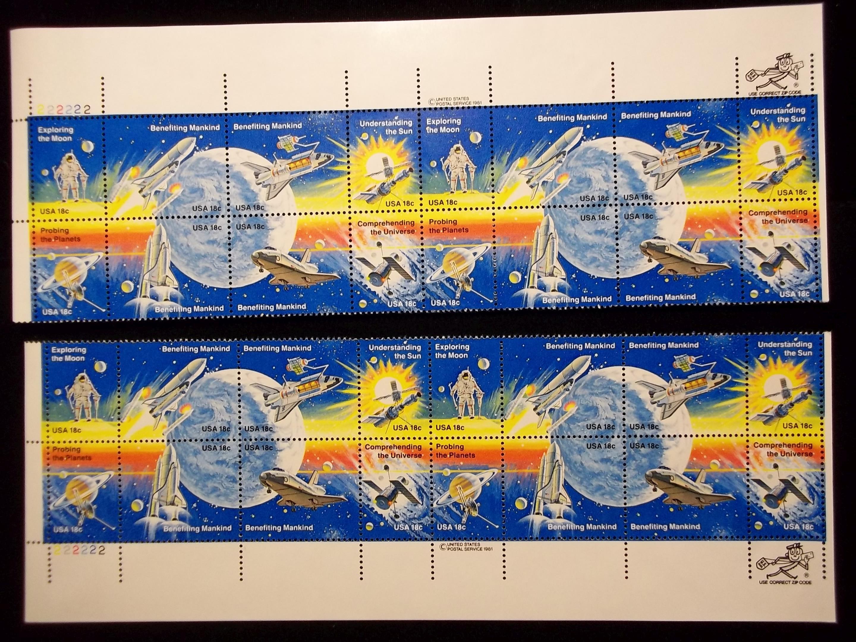 Us Nasa Benefiting Mankind 1981 Us Mint Sheet