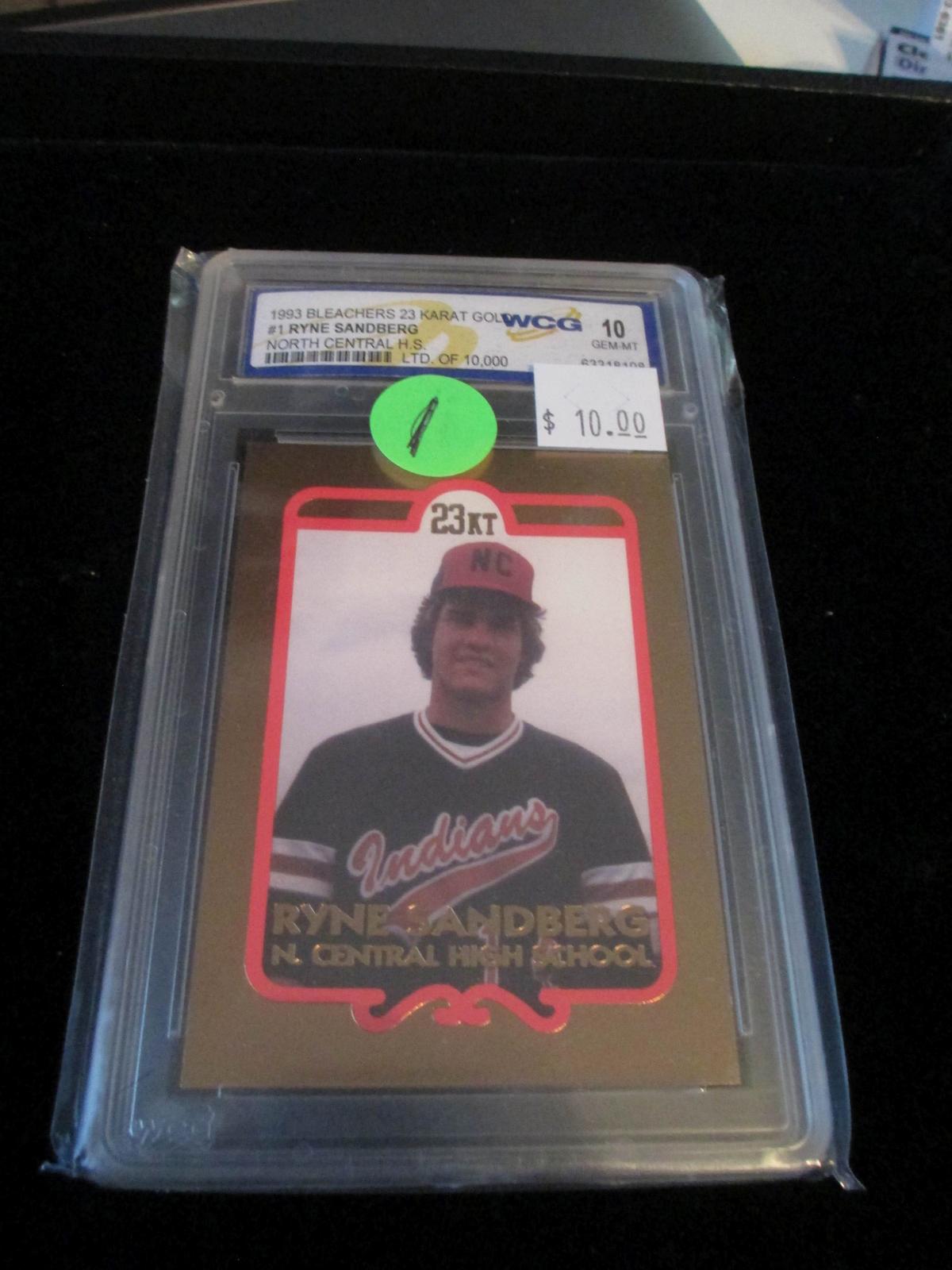 Wcg Graded 1993 Bleachers 23kt Gold Ryne Sandberg Mint 10