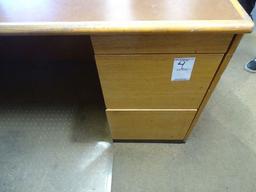 WOOD DESK, CREDENZA & CHAIR