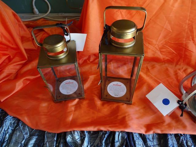 BRASS & GLASS LANTERNS (X2) RETAIL $33