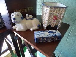 PAPER WEIGHT, DOG & PLANTER (X3) RETAIL $210