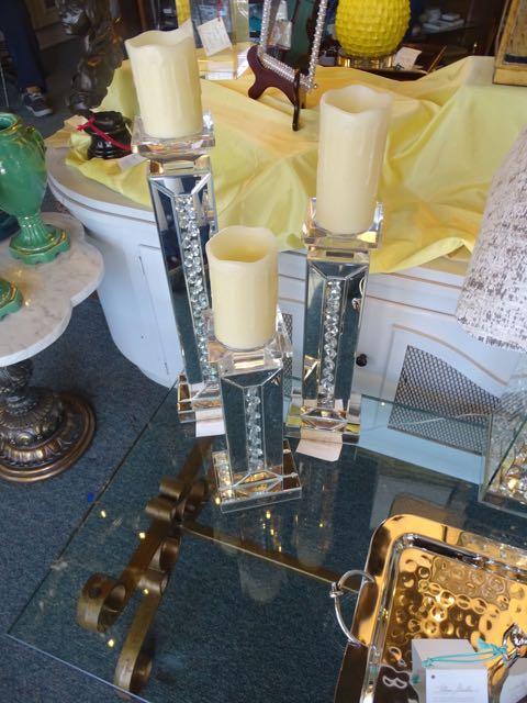 CRYSTAL CANDLE STICKS (X3)  RETAIL $100