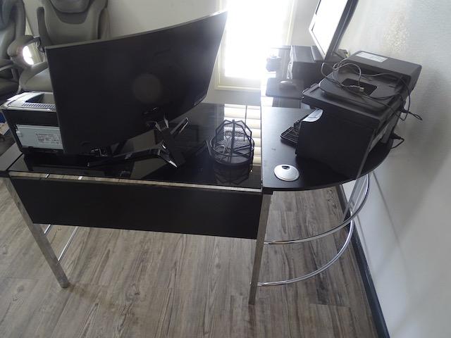 BLACK CHROME & GLASS DESK NO CONTENTS