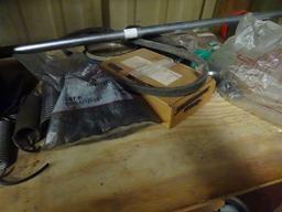 WOOD SHELF W/ HARDWARE TOOLS & PARTS & MISC X1