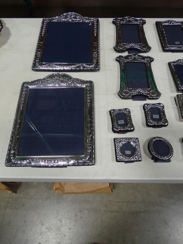 STERLING SILVER PICTURE FRAMES MADE IN ENGLAND (10) MINIATURE, (8) 4X6 (2) 8X10 X1