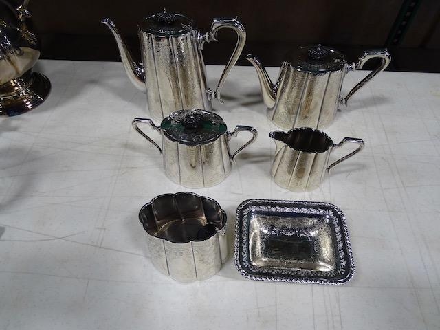 SILVER PLATED ITEMS, SPOONS, FORKS, LADLES, PUNCH CUPS, PUNCH BOWL SET, TEA SET,