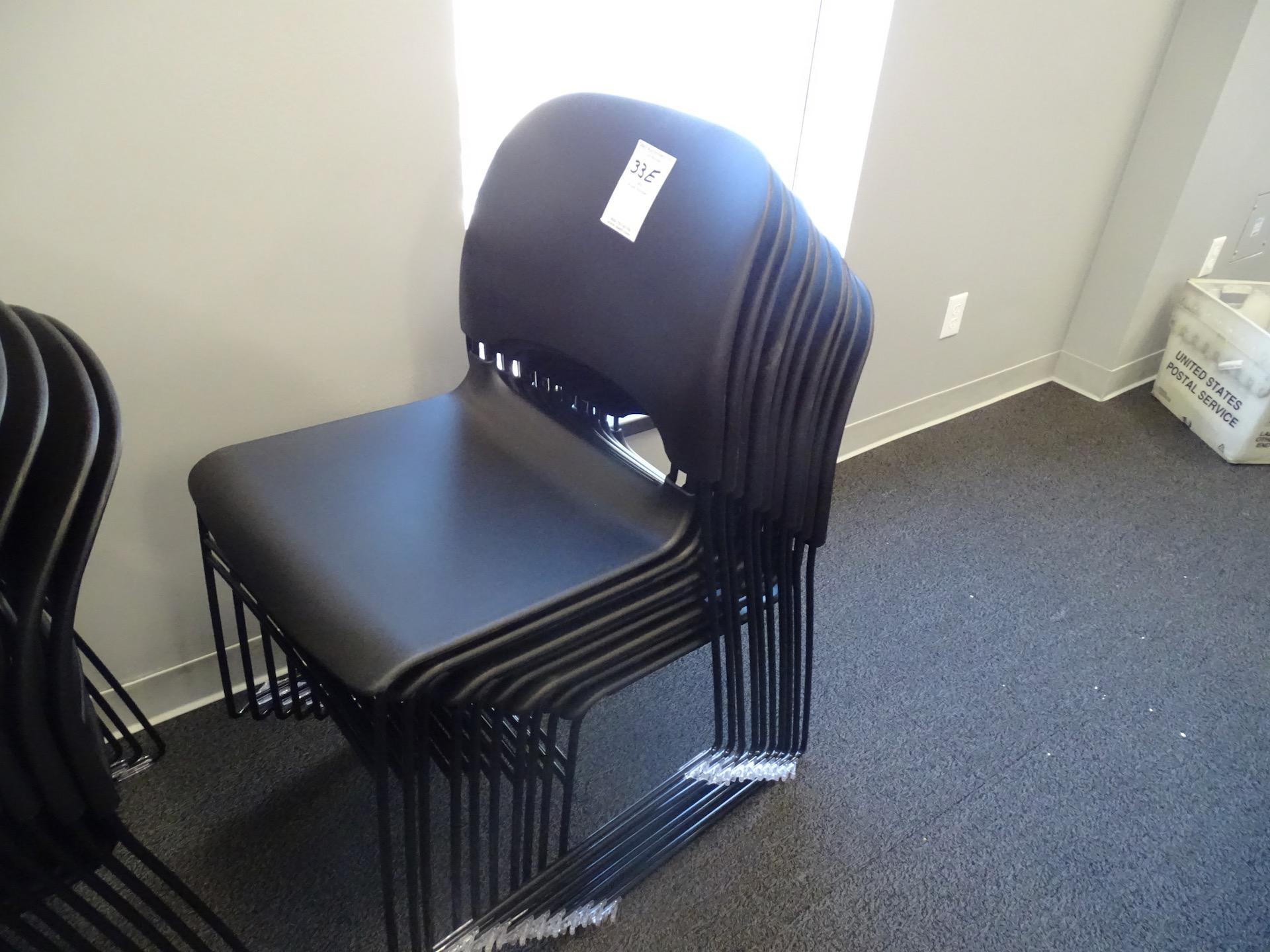 BLACK PLASTIC STACK CHAIRS (X10)