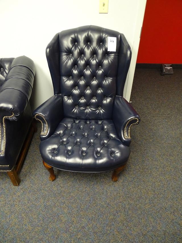 TWO BUTTON TUFTED WINGBACK CHAIRS & MATCHING LOVESEAT W/END TABLE (X3)