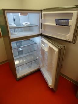 MAYTAG S/S TWO DOOR REFRIGERATOR, FREEZER, IN KITCHEN 10TH FLOOR