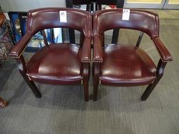 BURGUNDY HOBNAIL CLUB CHAIRS (X2)