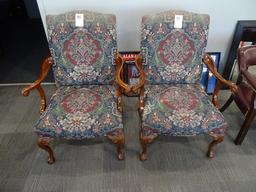 BALL N CLAW UPHOLSTERED ARM CHAIRS (X2)