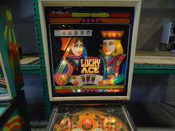 WILLIAMS LUCKY ACE PINBALL MACHINE (LIGHTS UP BUT NEEDS HELP)