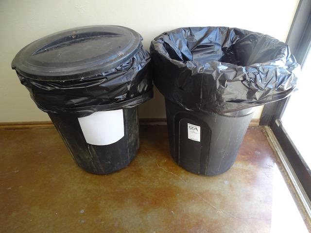 55 GALLON TRASH CANS (X2)