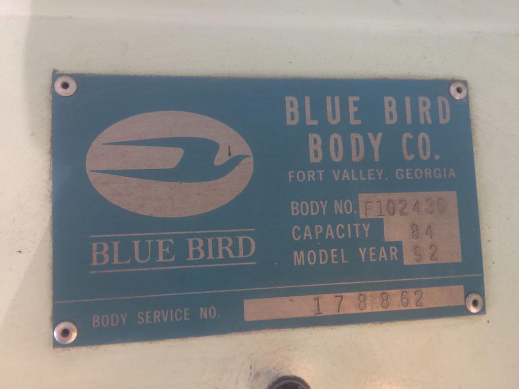 OFFSITE LOT - 1992 BLUE BIRD SCHOOL BUS