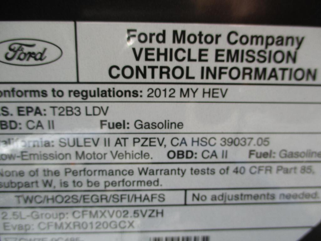 2012 FORD FUSION HYBRID