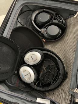 SUITCASE W/ ELCTRONICS - BEATS, BOSE AND SONY HEADPHONES