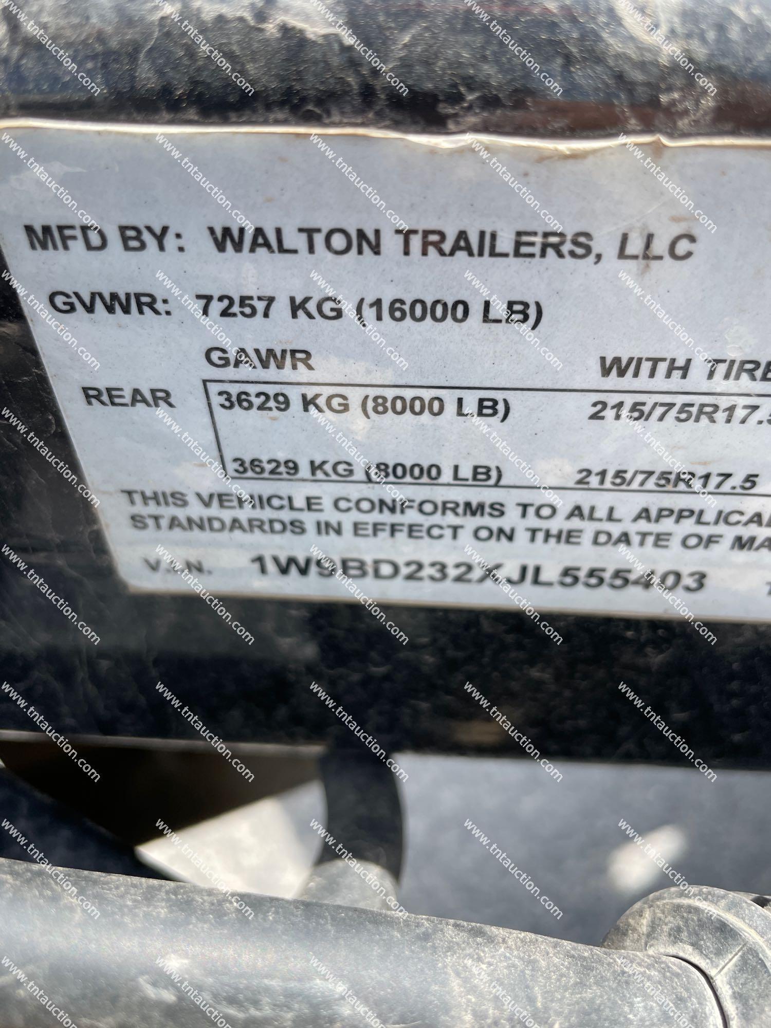 2018 WALTON 18' DUMP TRLR