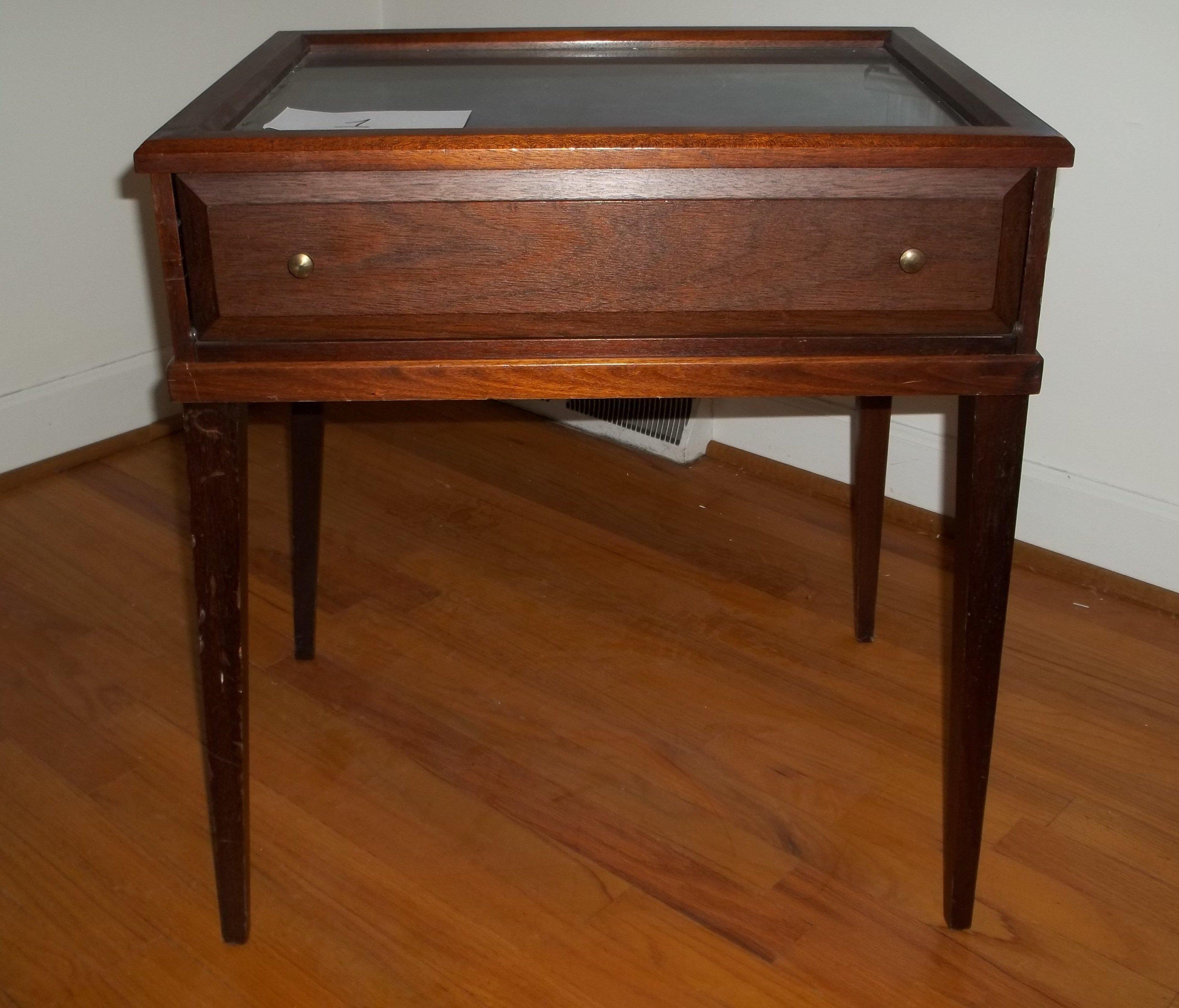 Shadow Box Style Display Side Table.