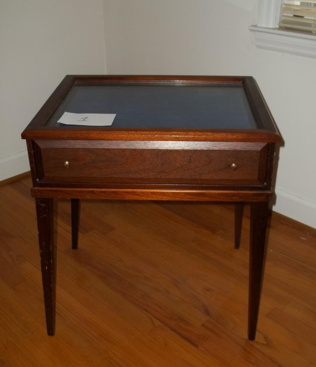 Shadow Box Style Display Side Table.