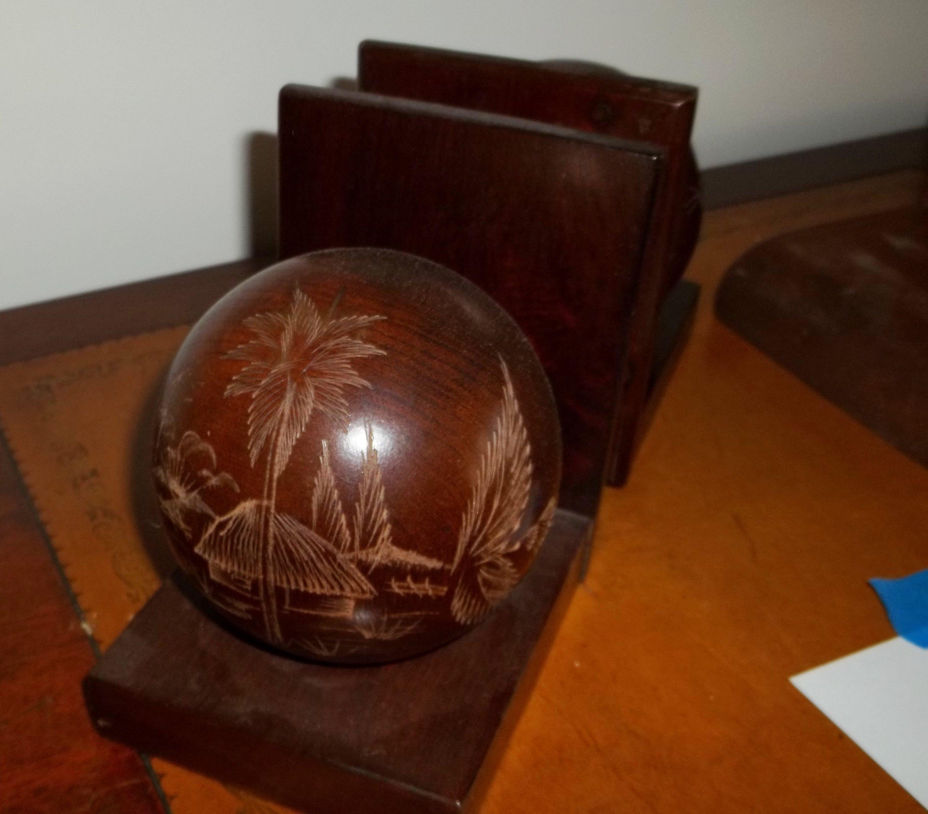 Pair Of Vintage Wooden Book Ends.