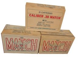 AMMO - .30-06 MATCH - 5 BOXES, 20 ROUNDS EACH