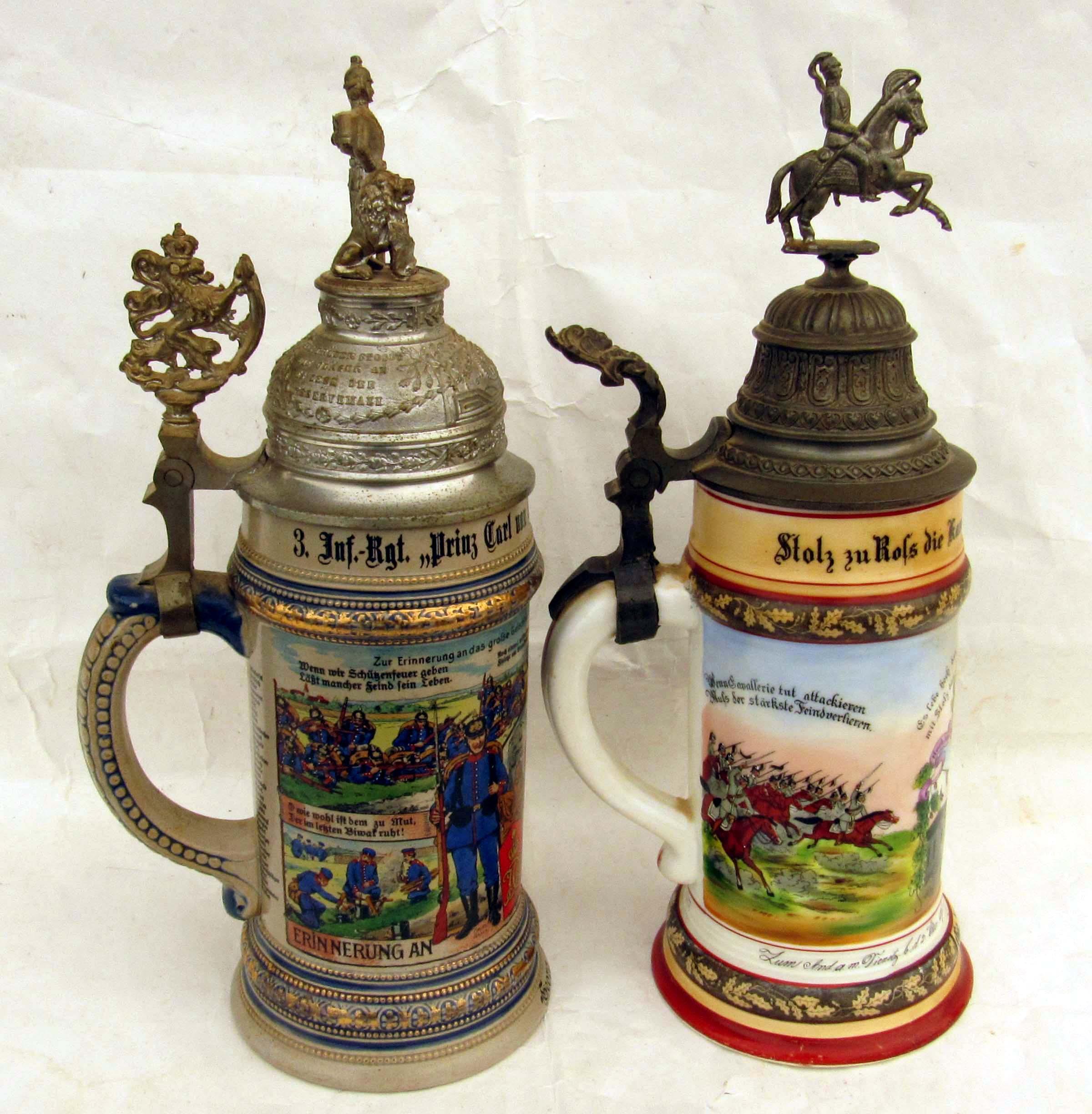 GERMAN WWI ARMY & CALVARY REGIMENTAL STEINS