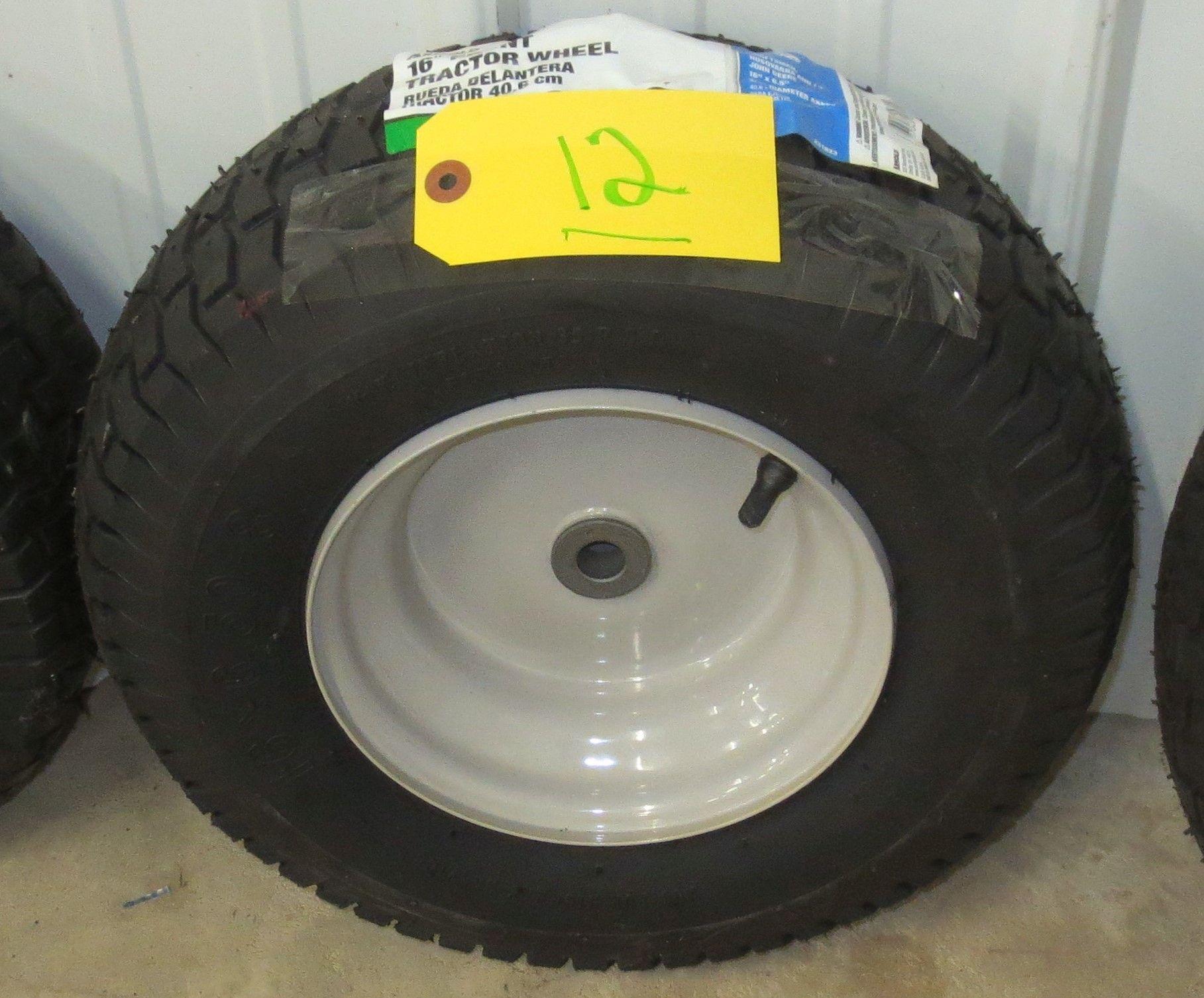 1 Tire and rim 16 inch front tractor tire 16 x 6.5