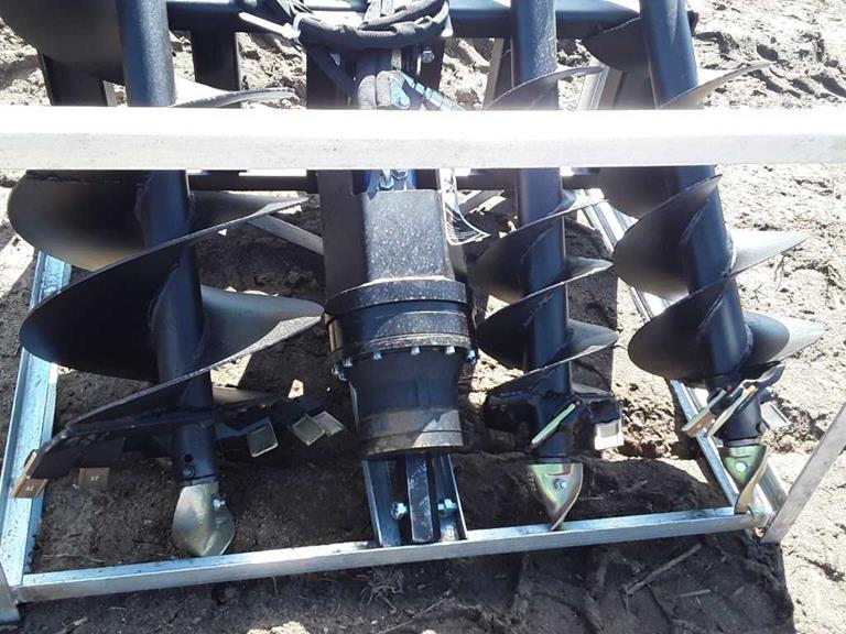 Quick attach post hole auger 3 bits