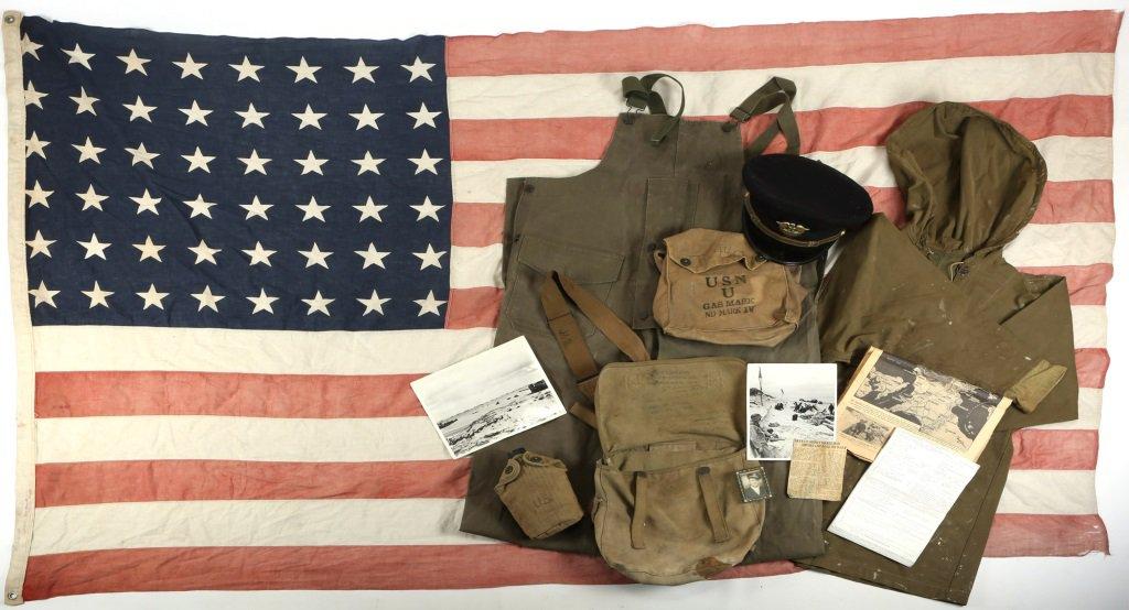WWII D-DAY FLOWN FLAG LST 314 - OMAHA BEACH & LT. H.L. OAKES WWII D-DAY ARCHIVE