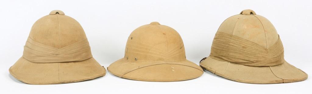 WWII BRITISH AND US SUMMER PITH HAT LOT OF 3