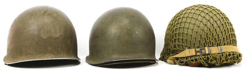 WWII US ARMY M1 COMBAT HELMET FIXED BALE LOT OF 3