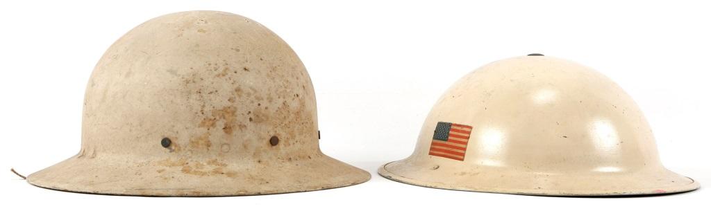 WWII CIVIL DEFENSE HELMET LOT OF 2