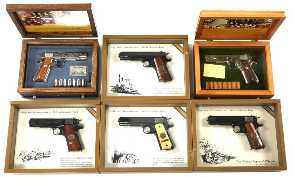 SET OF 6 CASED COLT 1911 COMMEMORATIVE PISTOLS