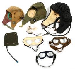 COLD WAR RUSSIAN PILOT & TANKER HELMET MIXED LOT