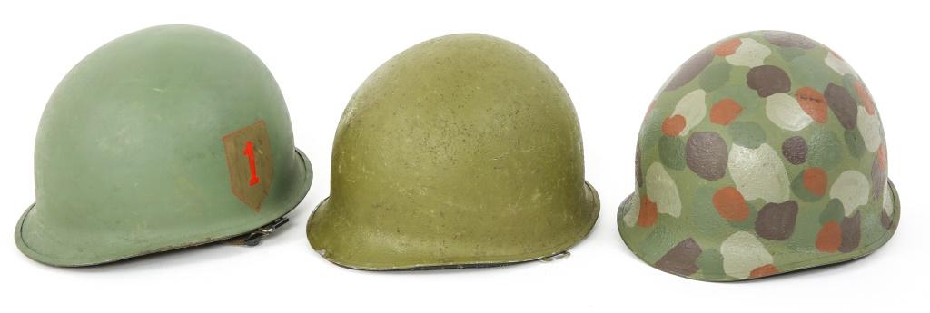 US ARMY M1 COMBAT HELMET WITH LINER LOT OF 3