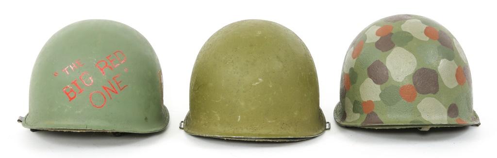 US ARMY M1 COMBAT HELMET WITH LINER LOT OF 3
